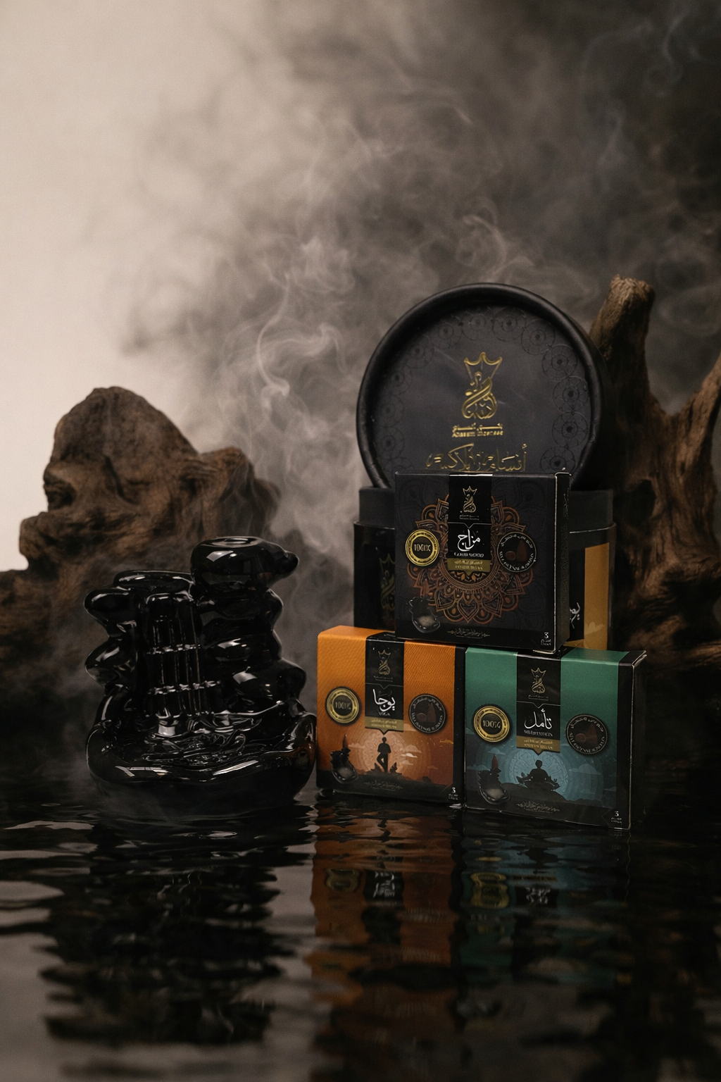 Ansaam Backflow Incense - 3 Types of Incense | مبخرة شلال + ٣ انواع بخور